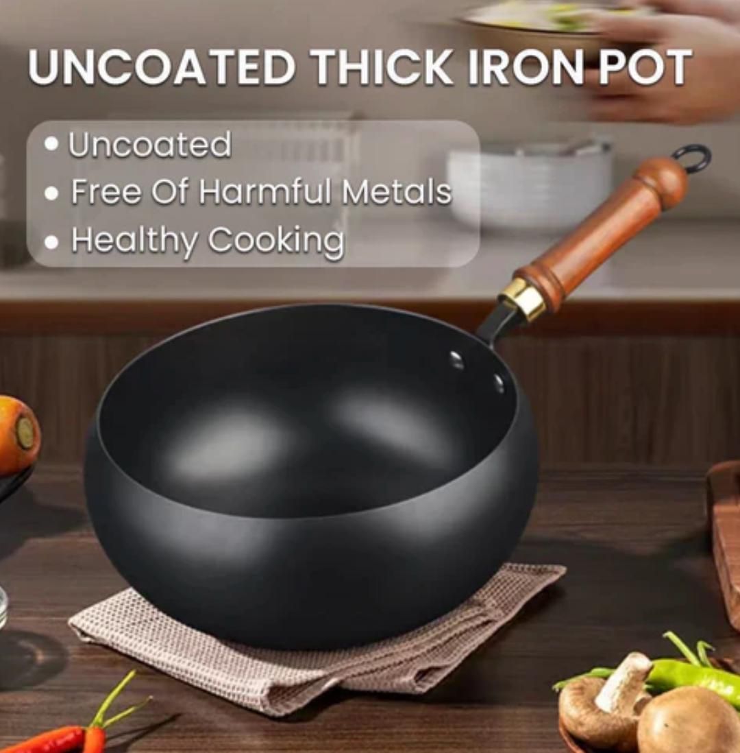 Uncoated Thick Iron Pot